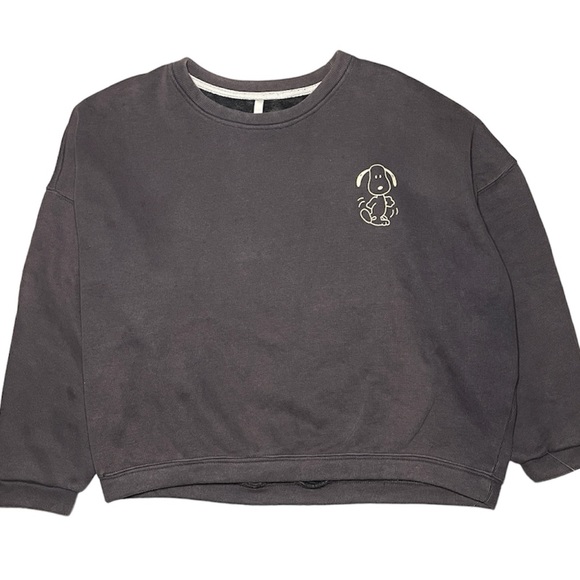 7 Studio Tops - SNOOPY Charlie Brown Sweatshirt Womens 2XL Cropped Gray Faux Fur Lined XXL